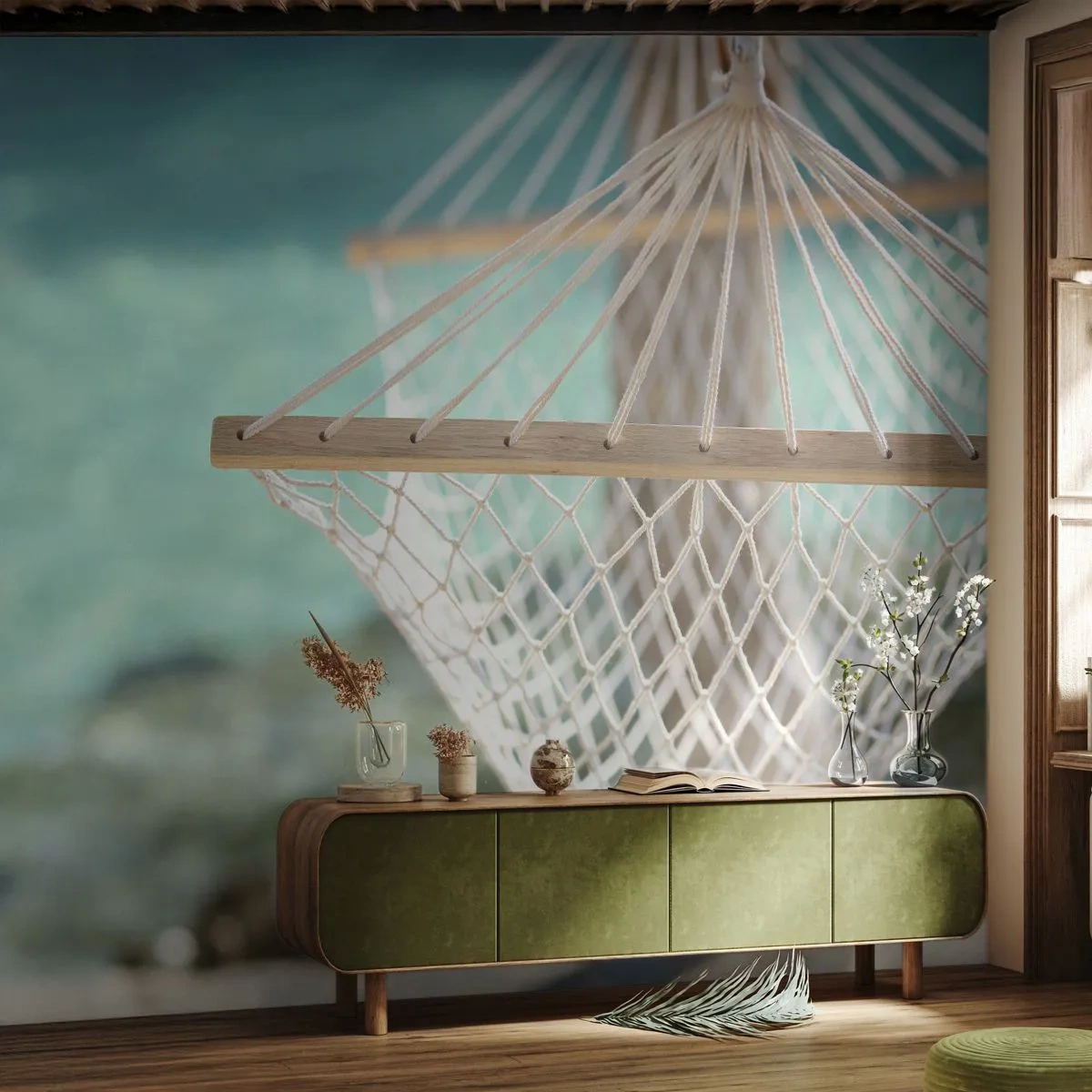 Fototapeta Premium Sand - Čas relaxácie - Hojdacia sieť, Pláž, Cestuje - 450x315 cm