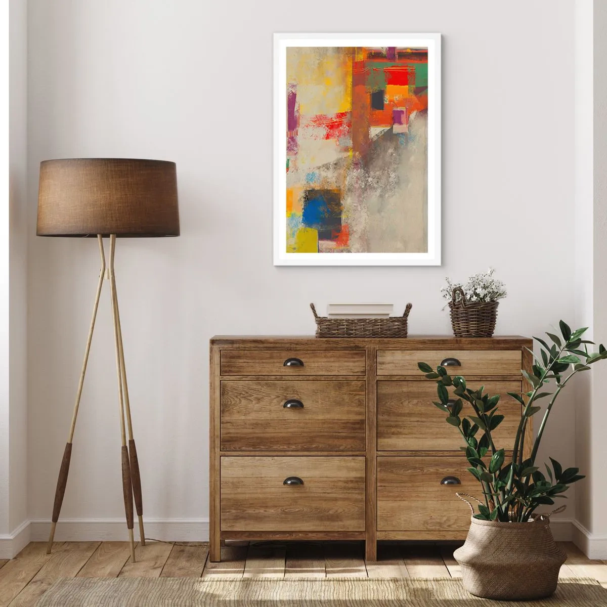 Plagát v bielom ráme - Geometria farieb - 70x100 cm