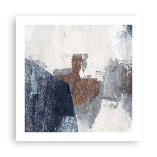 Plagát - Modro-hnedé tvary - 50x50 cm