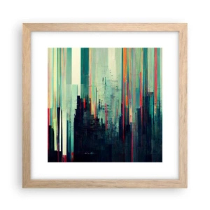 Plagát v ráme zo svetlého duba - Futuristické mesto - 30x30 cm