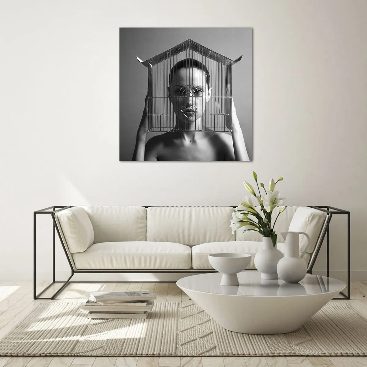 Obraz na skle - Tak trochu surrealistický portrét - 70x70 cm