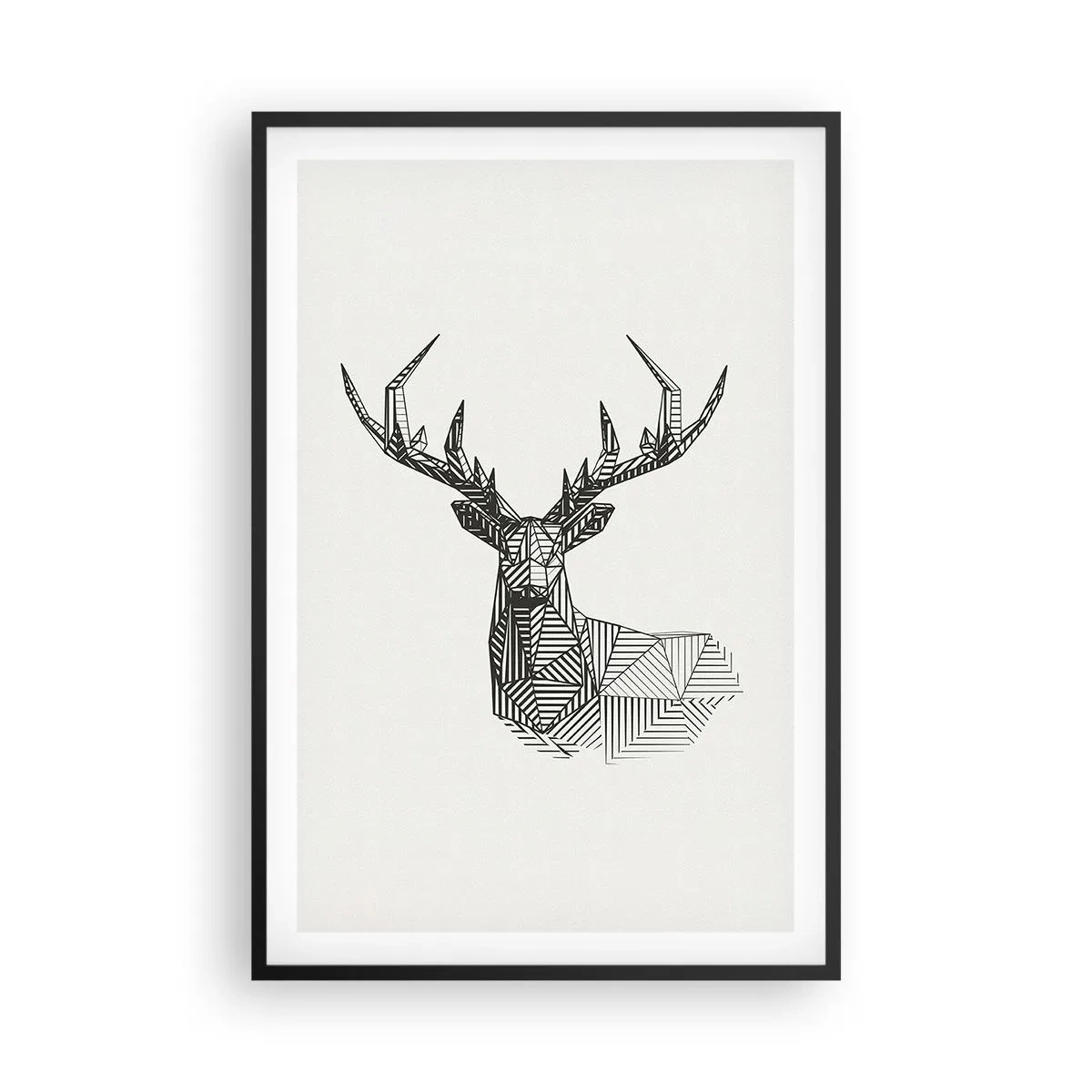 Plagát v čiernom ráme - Jeleň v kubistickom štýle - 61x91 cm