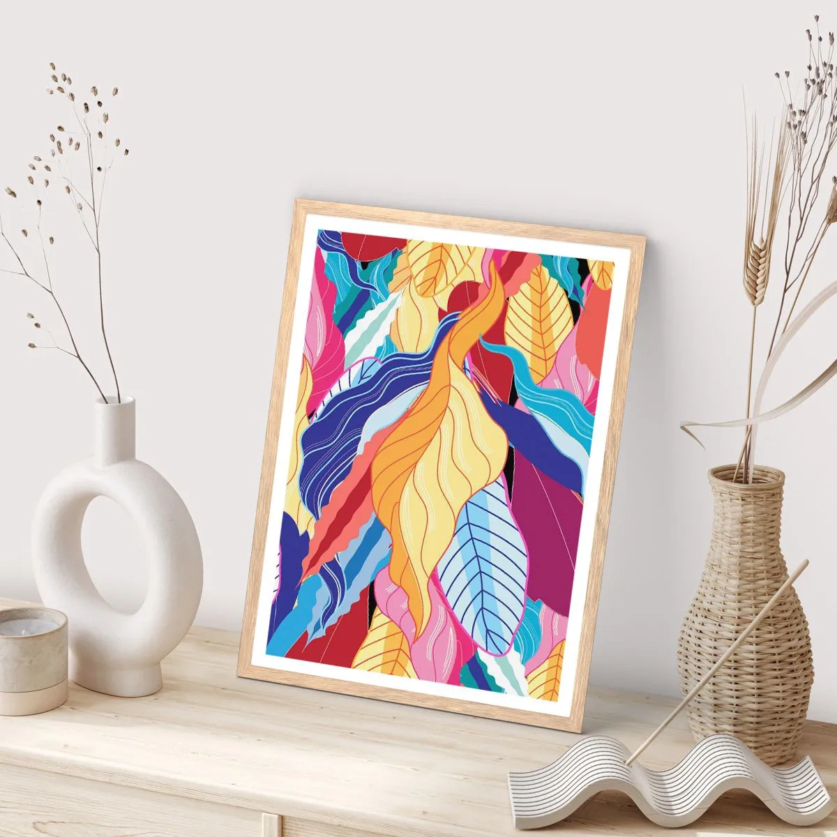 Plagát v ráme zo svetlého duba - Farebný neporiadok - 40x50 cm