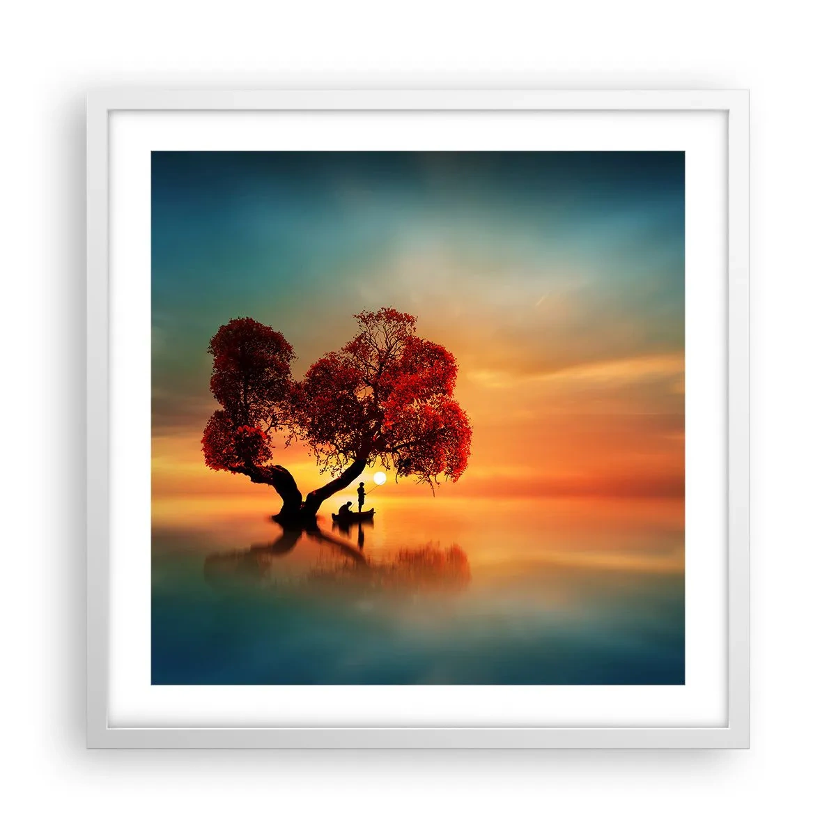 Plagát v bielom ráme - Voda a ticho vesmíru - 50x50 cm