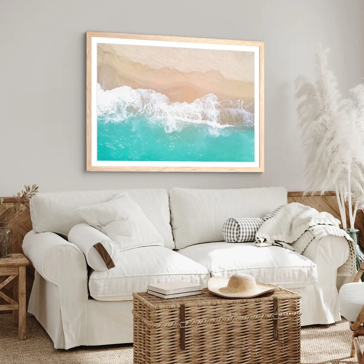 Plagát v ráme zo svetlého duba - Maznavý dotyk - 40x30 cm