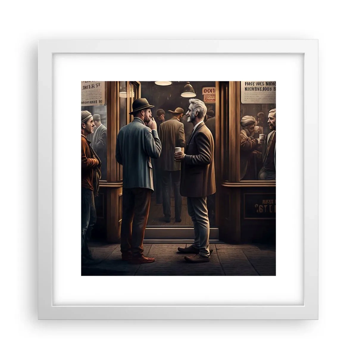 Plagát v bielom ráme - Dobrá chvíľa dňa - 30x30 cm