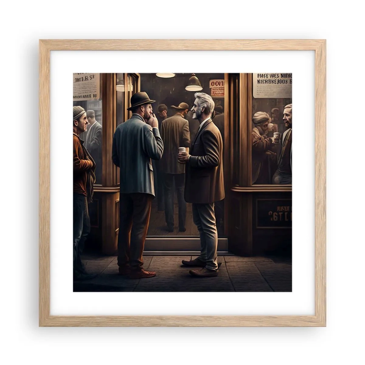 Plagát v ráme zo svetlého duba - Dobrá chvíľa dňa - 40x40 cm