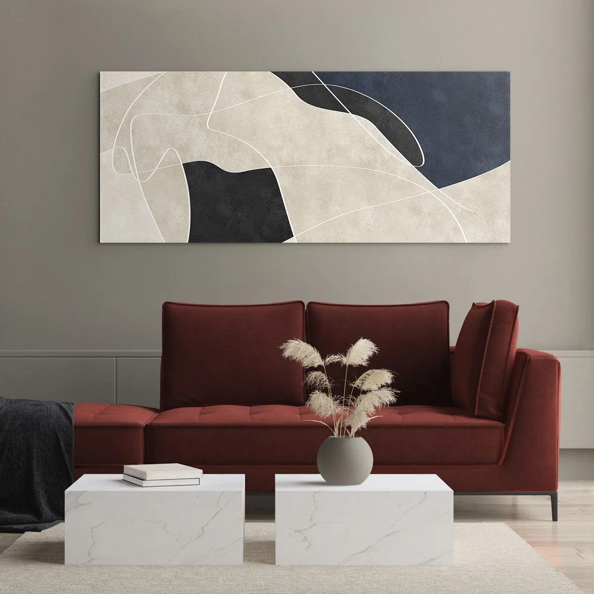 Obraz na skle - Abstraktná kompozícia – kontrast farieb - 120x50 cm