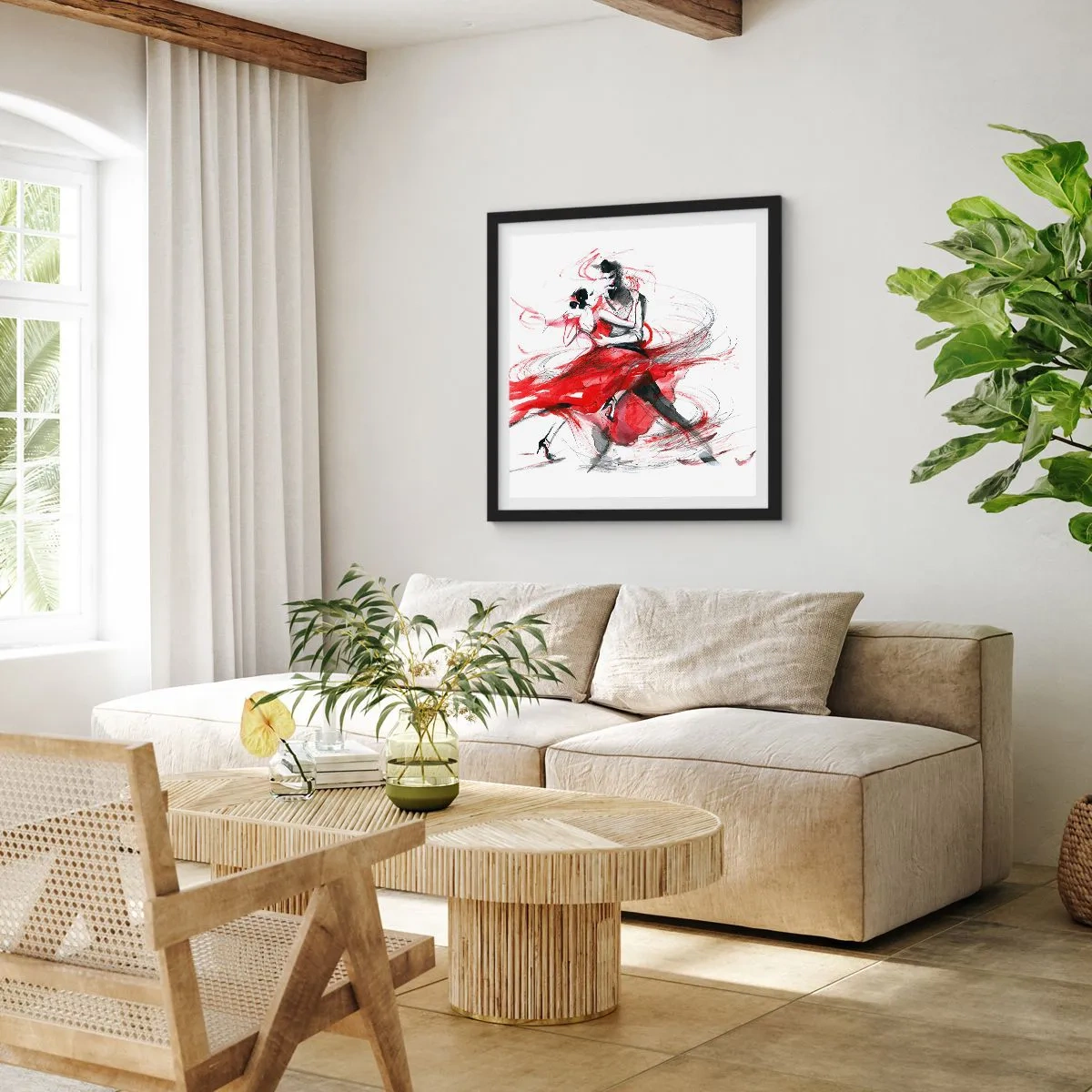 Plagát v čiernom ráme - Tango - rytmus náruživosťou - 40x40 cm