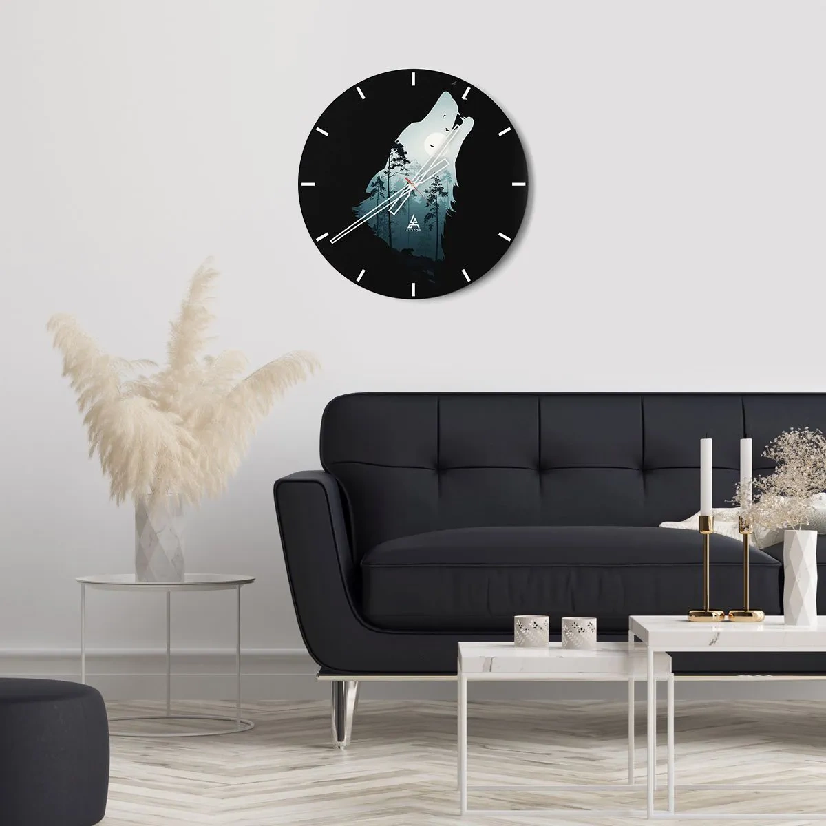 Nástenné hodiny - Vlk vychádzajúci z lesa v mesačnom svite - 30x30cm - Hlas lesnej noci - Moderná nástenná dekorácia do obývacej izby, kuchyne a spálne ARTTOR