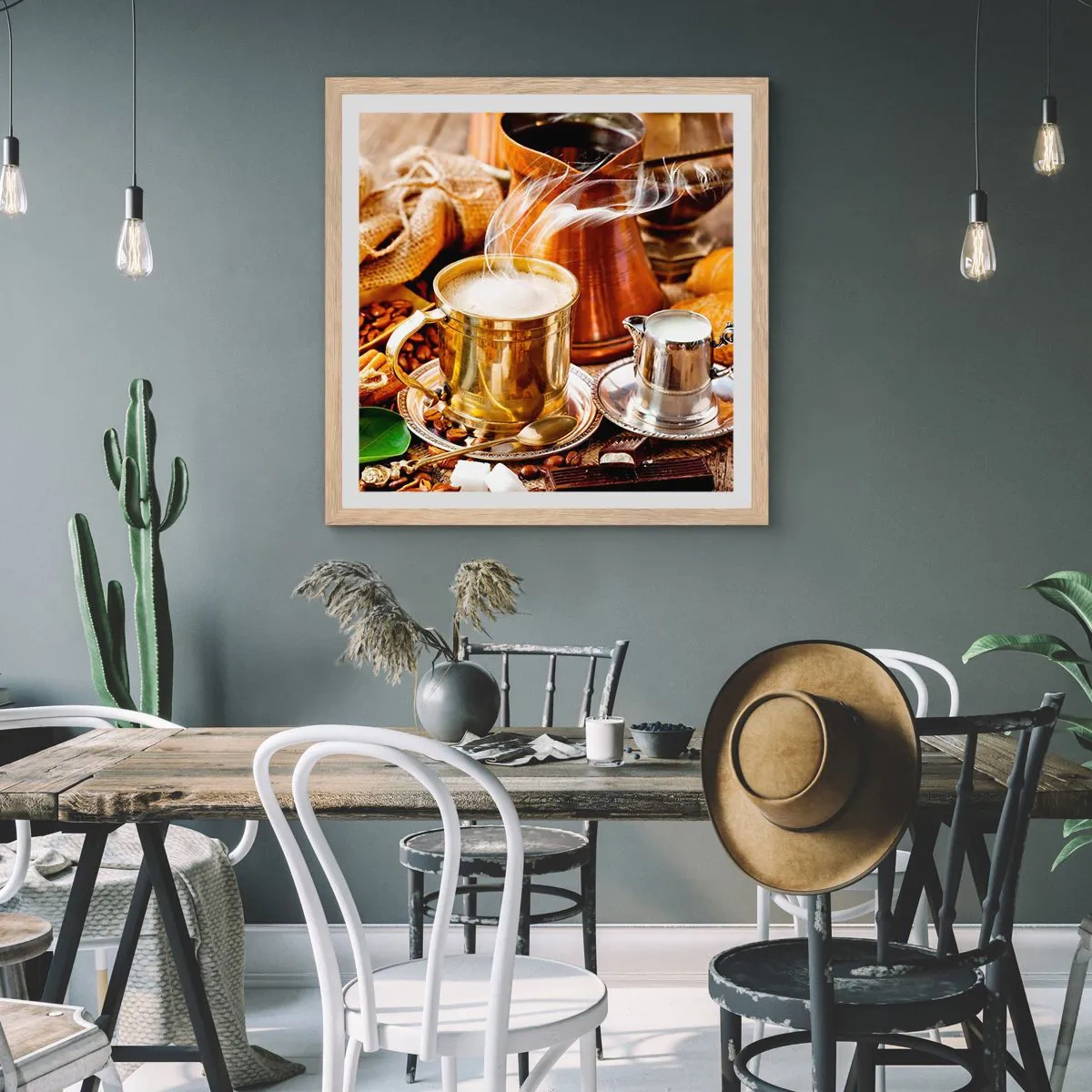 Plagát v ráme zo svetlého duba - Pekný deň prajem! - 50x50 cm