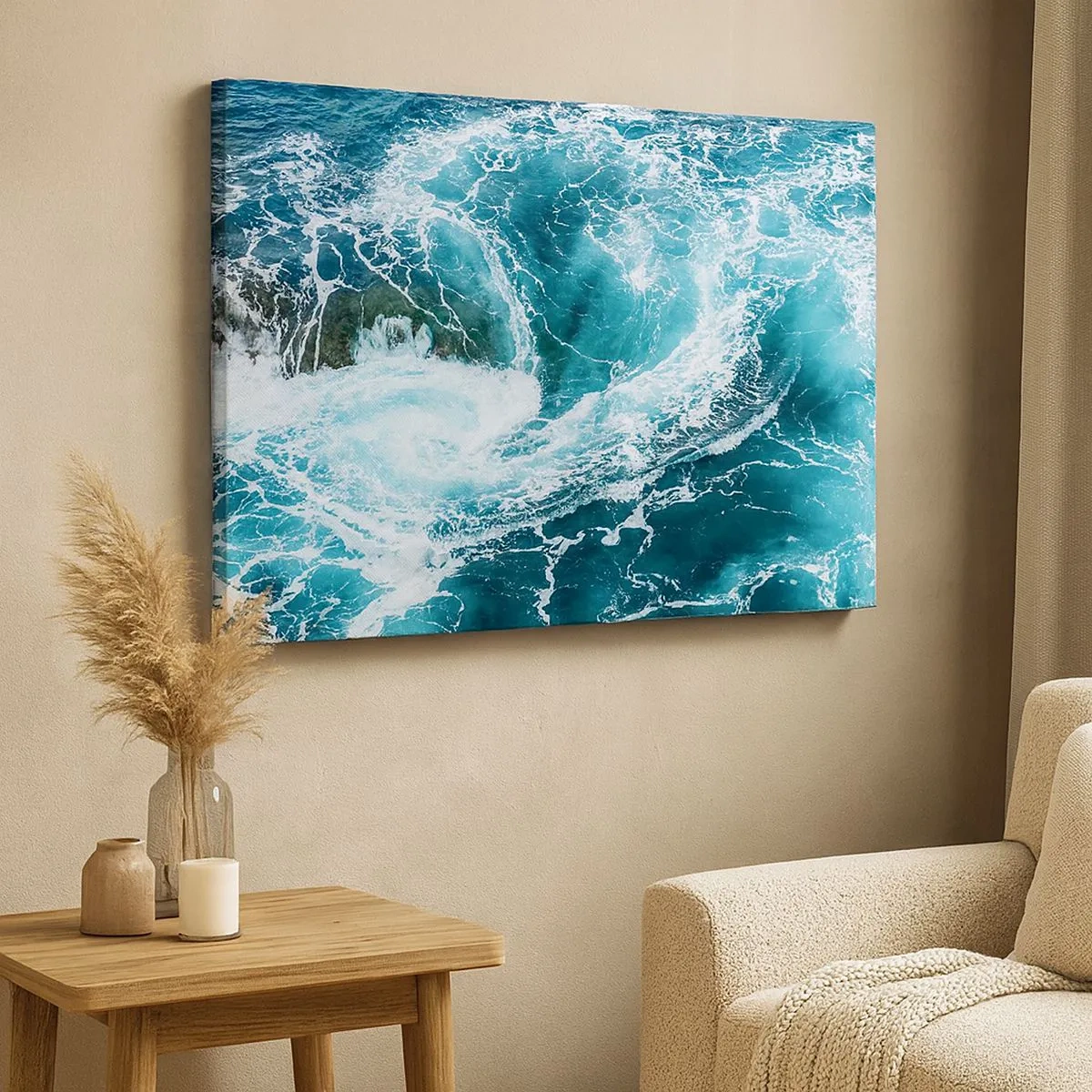Obraz na plátne - Dynamický oceánsky vír - 70x50cm - Brána do vnútra Zeme - Moderná nástenná dekorácia do obývacej izby a spálne ARTTOR
