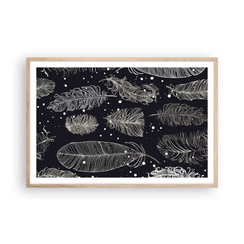 Plagát v ráme zo svetlého duba - Čipka s perím - 91x61 cm