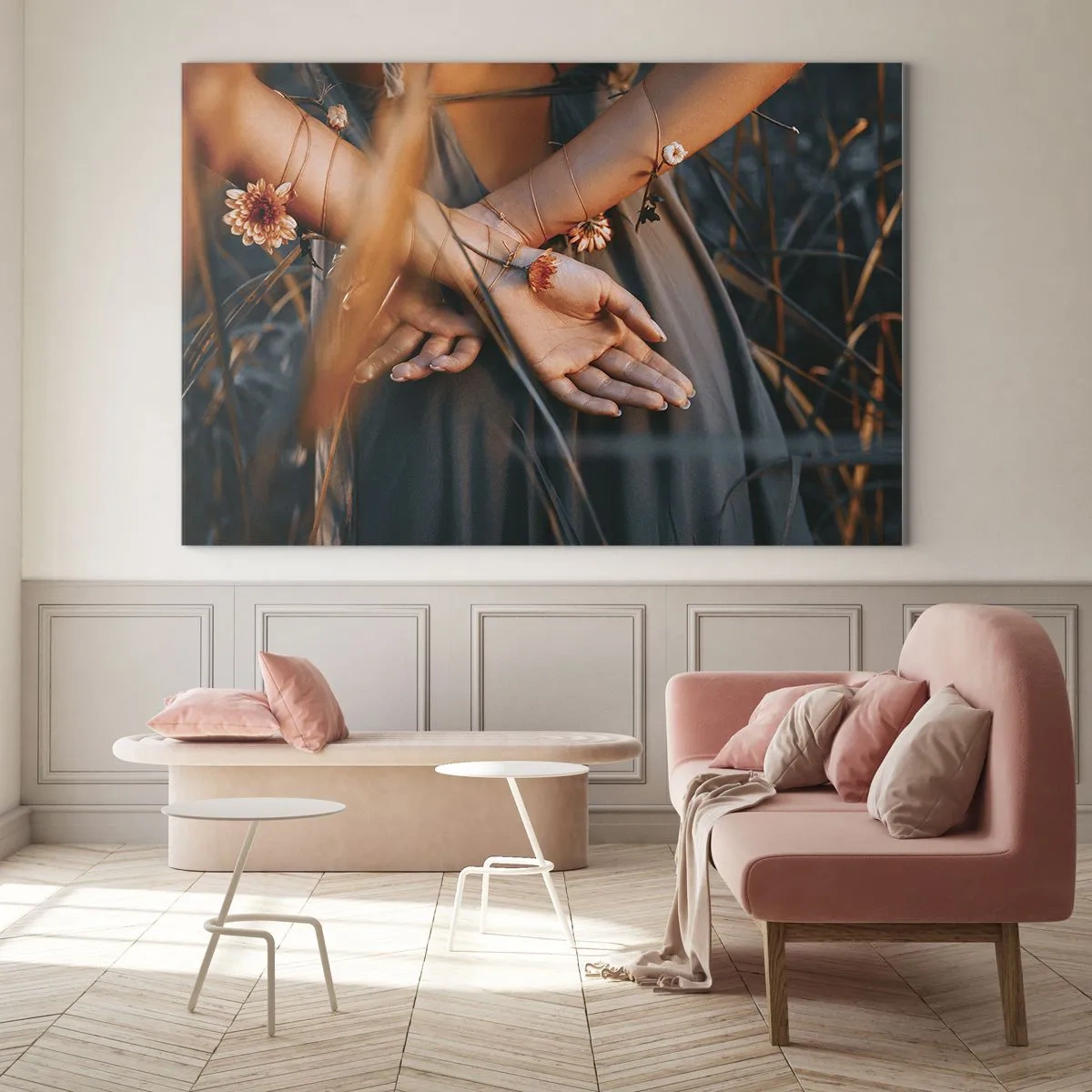 Obraz na skle - Prepojená s prírodou - 120x80 cm