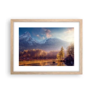 Plagát v ráme zo svetlého duba - V horách a údoliach - 40x30 cm