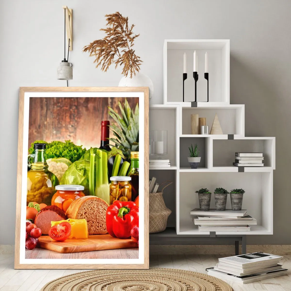 Plagát v ráme zo svetlého duba - Údené, pečené, marinované - 30x40 cm