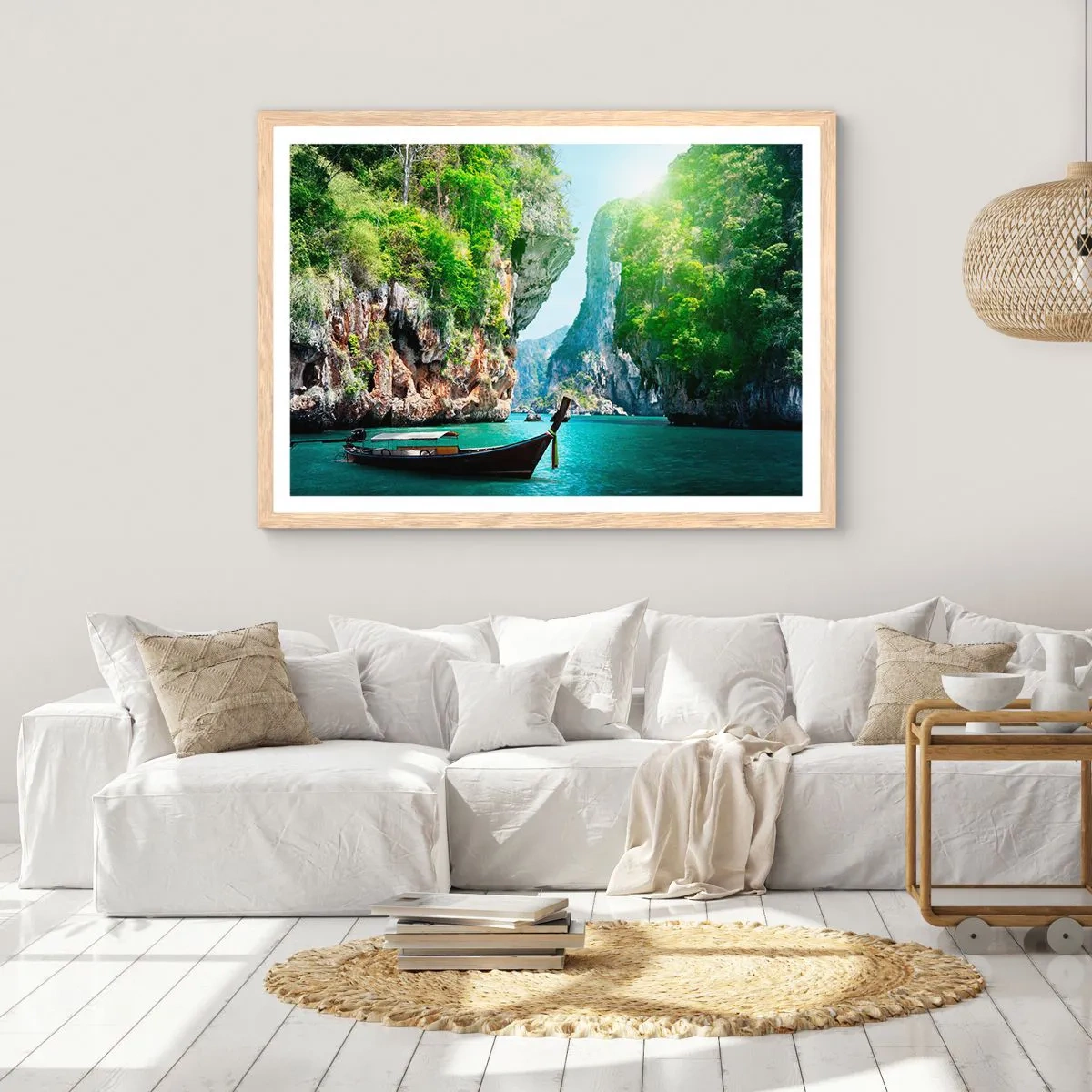 Plagát v ráme zo svetlého duba - Pozvánka na exotickú cestu - 40x30 cm