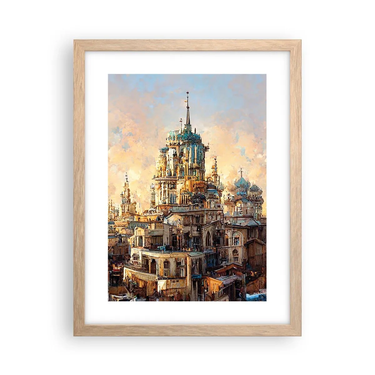 Plagát v ráme zo svetlého duba - Mesto miest - 30x40 cm