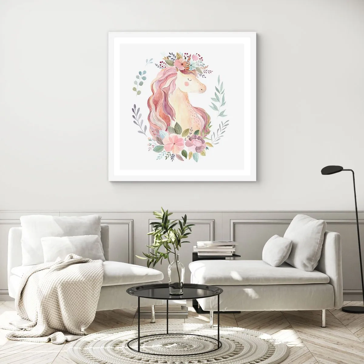 Plagát v bielom ráme - Pozvánka do ríše rozprávok - 60x60 cm