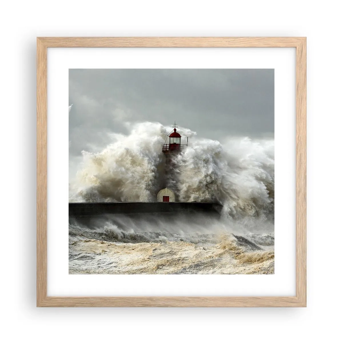 Plagát v ráme zo svetlého duba - Hnev oceánu - 40x40 cm