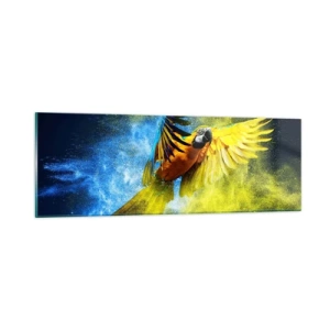 Obraz na skle - V modro-zlatom prachu - 90x30 cm