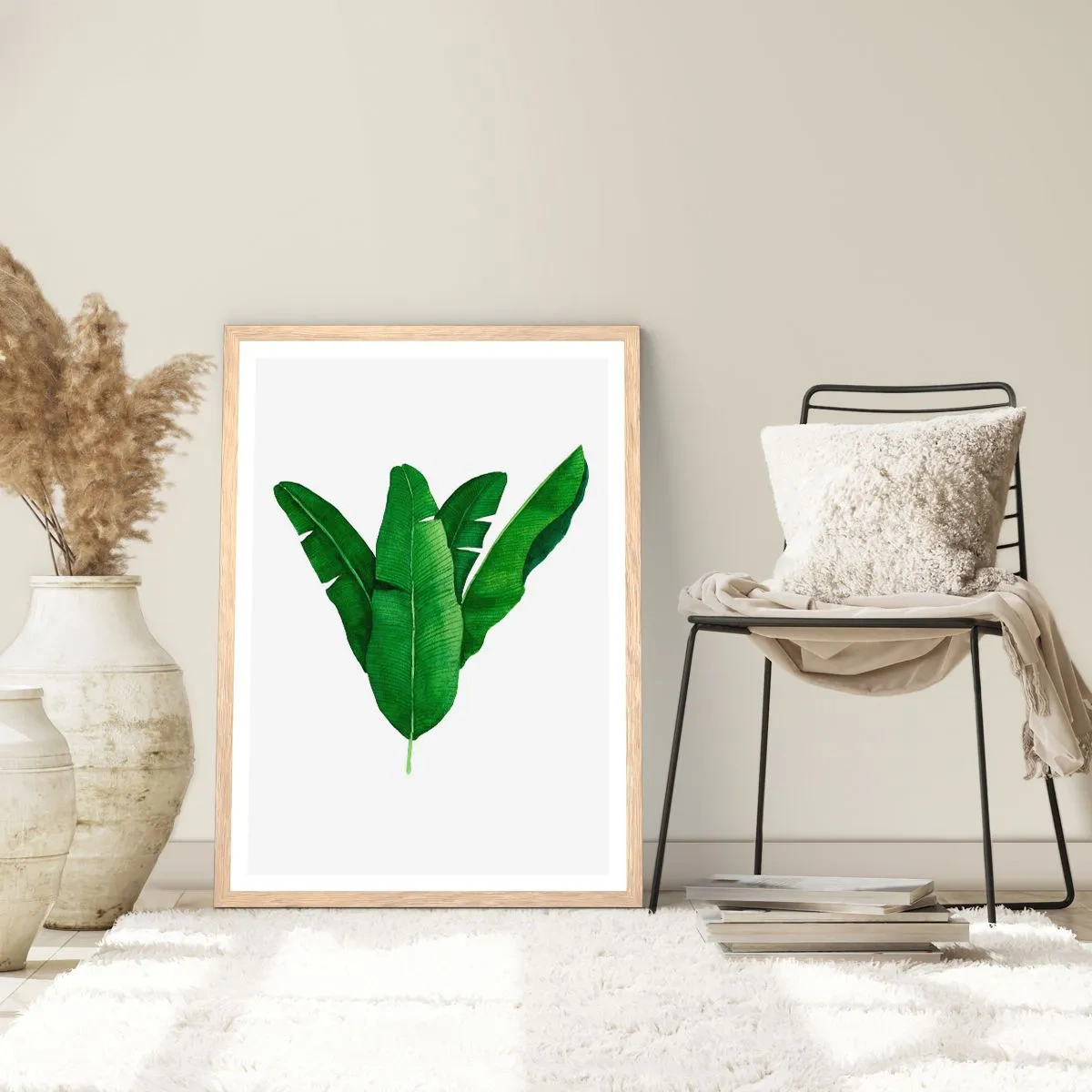 Plagát v ráme zo svetlého duba - Zelená symetria - 50x70 cm