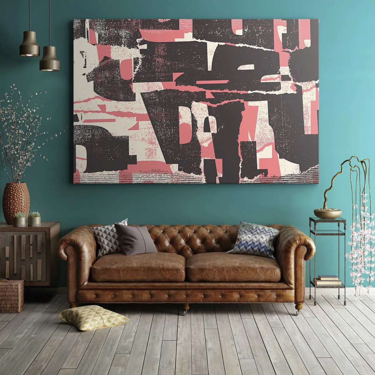 Obraz na plátne - Abstraktná kompozícia v odtieňoch ružovej a hnedej. - 70x50cm - Celý tento zhon - Moderná nástenná dekorácia do obývacej izby a spálne ARTTOR