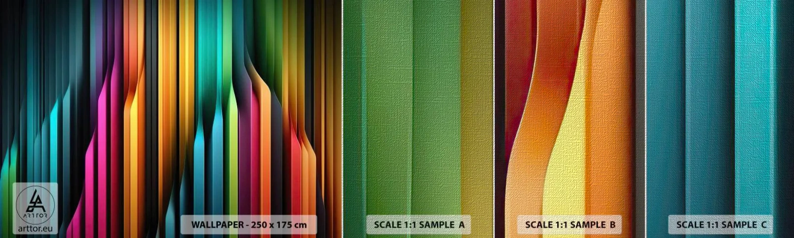 Vzorka fototapety Premium Canvas - Svetelný organ - Farebné, Čiary, Abstrakcia - 100x30 cm