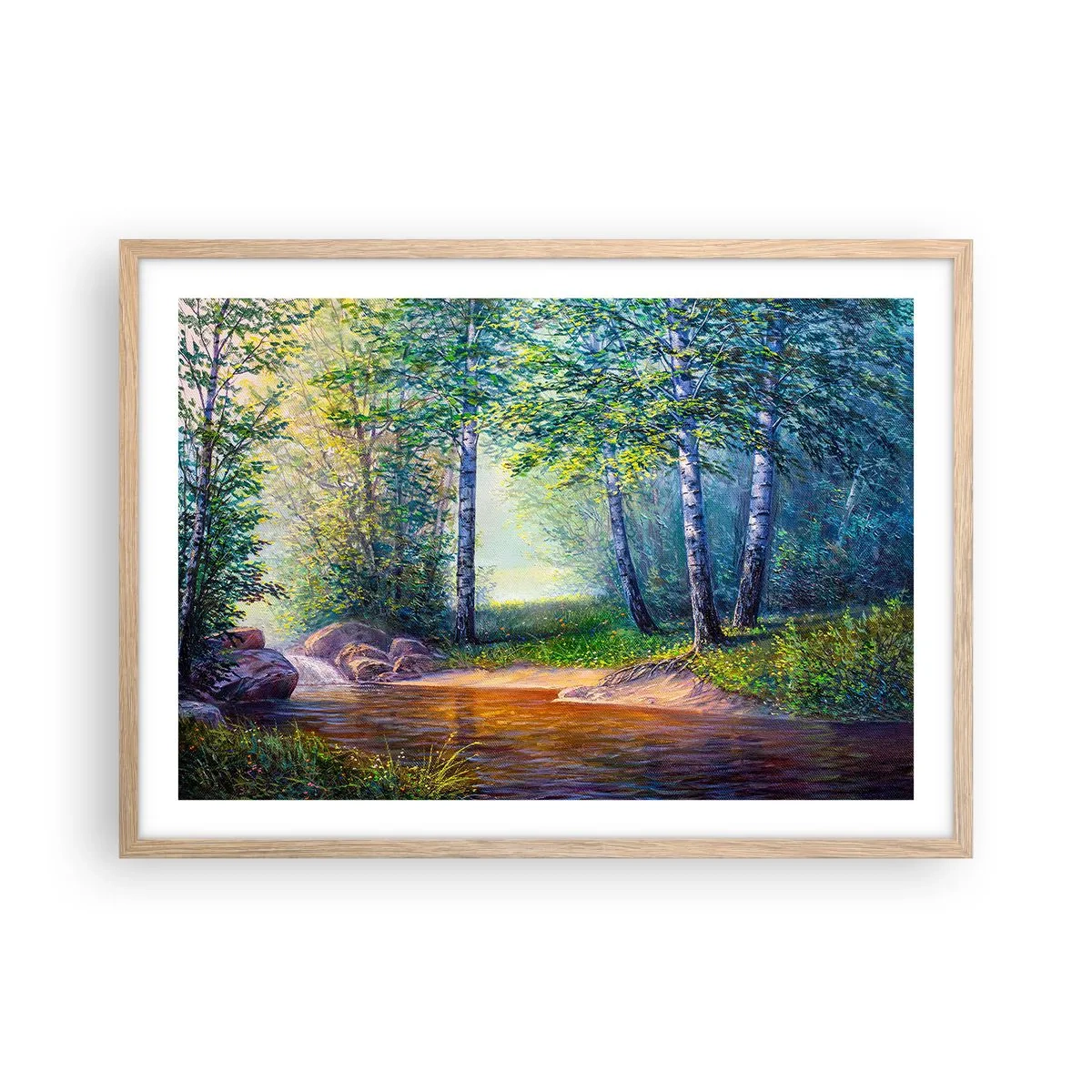 Plagát v ráme zo svetlého duba - Idylické prostredie - 70x50 cm