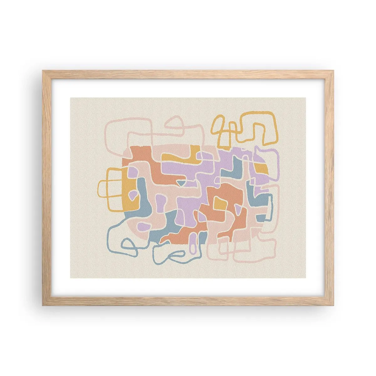 Plagát v ráme zo svetlého duba - Labyrint – veselé dobrodružstvo - 50x40 cm