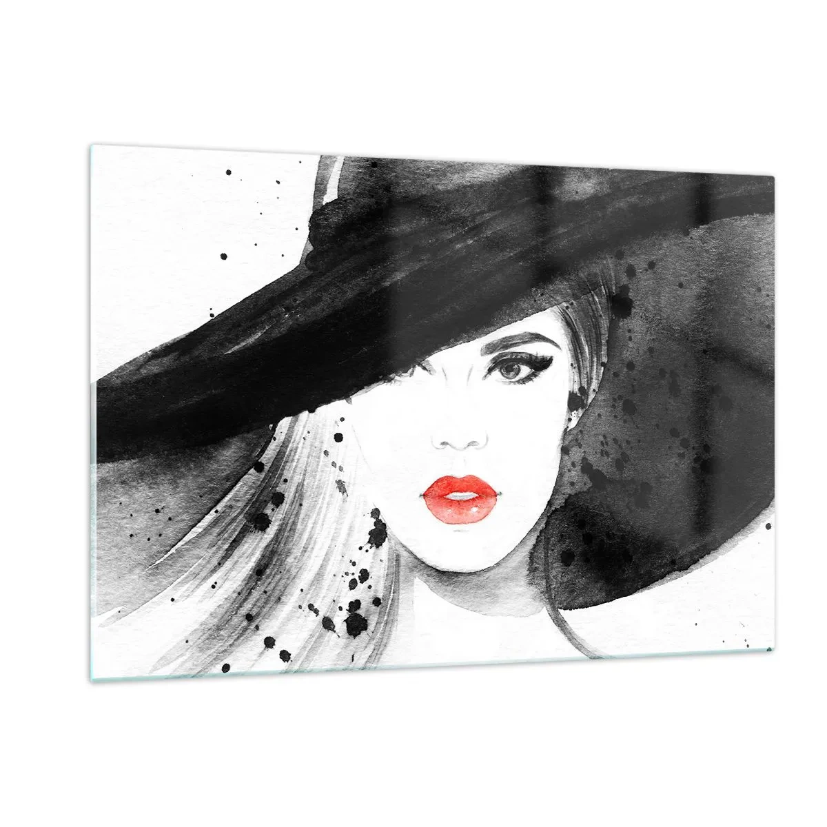 Obraz na skle - Dáma v čiernom - 120x80 cm