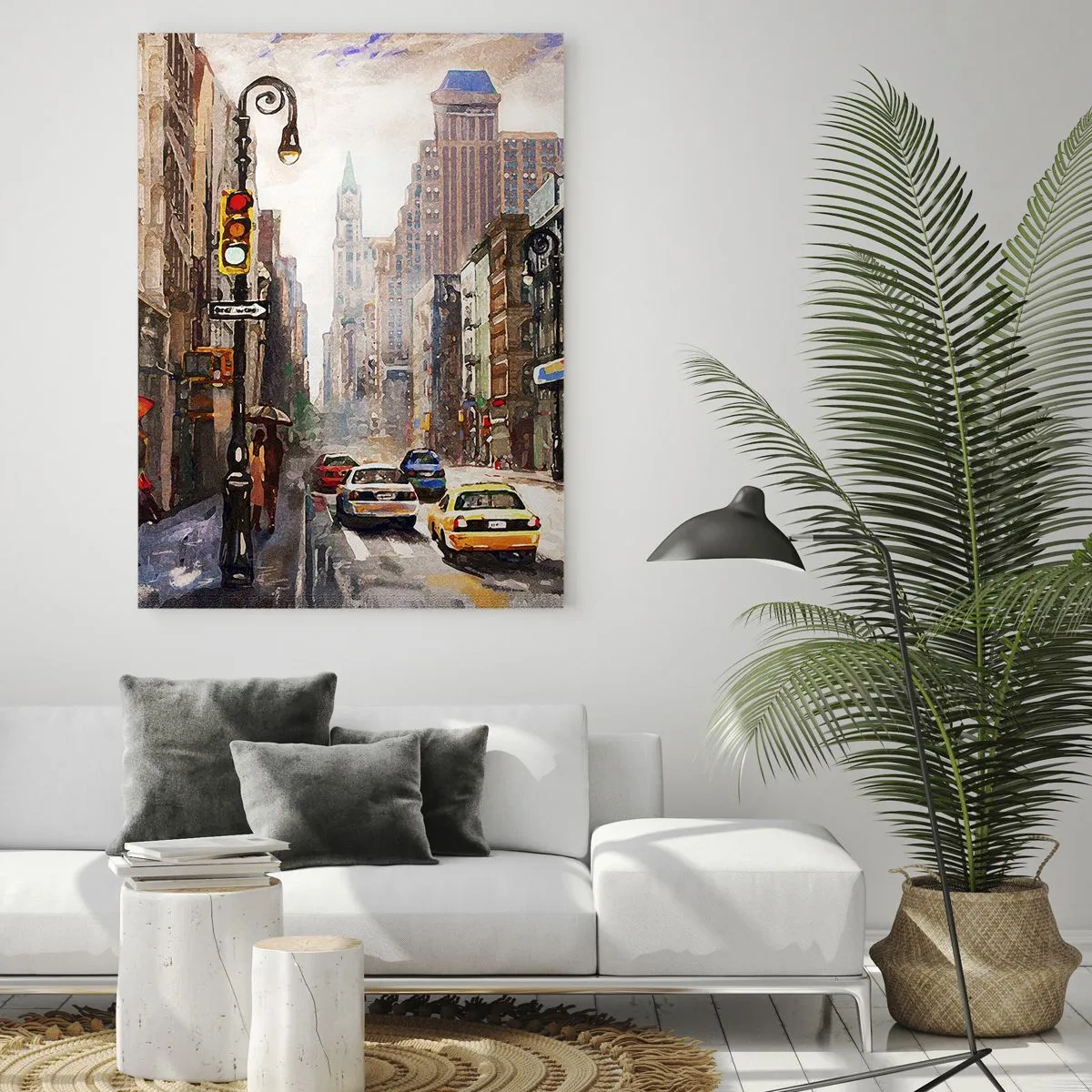 Obraz na skle - New York – farebný aj v daždi - 50x70 cm