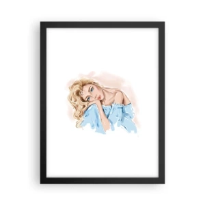 Plagát v čiernom ráme - Zasnená v modrej - 30x40 cm