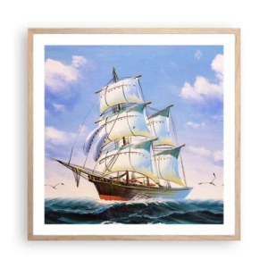 Plagát v ráme zo svetlého duba - Hrdo s vetrom - 60x60 cm