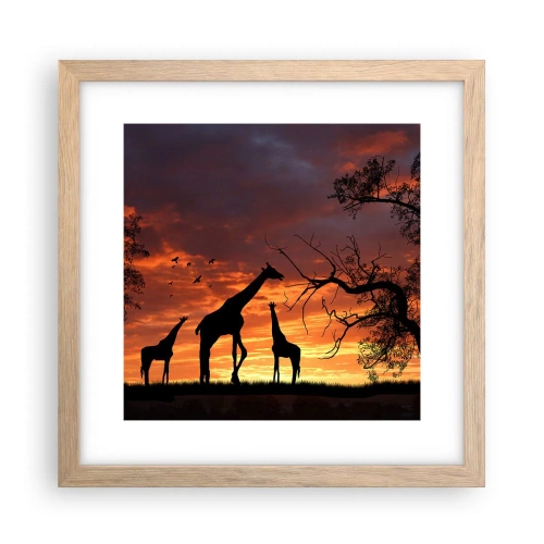 Plagát v ráme zo svetlého duba - Malá večera v kruhu najbližších - 30x30 cm