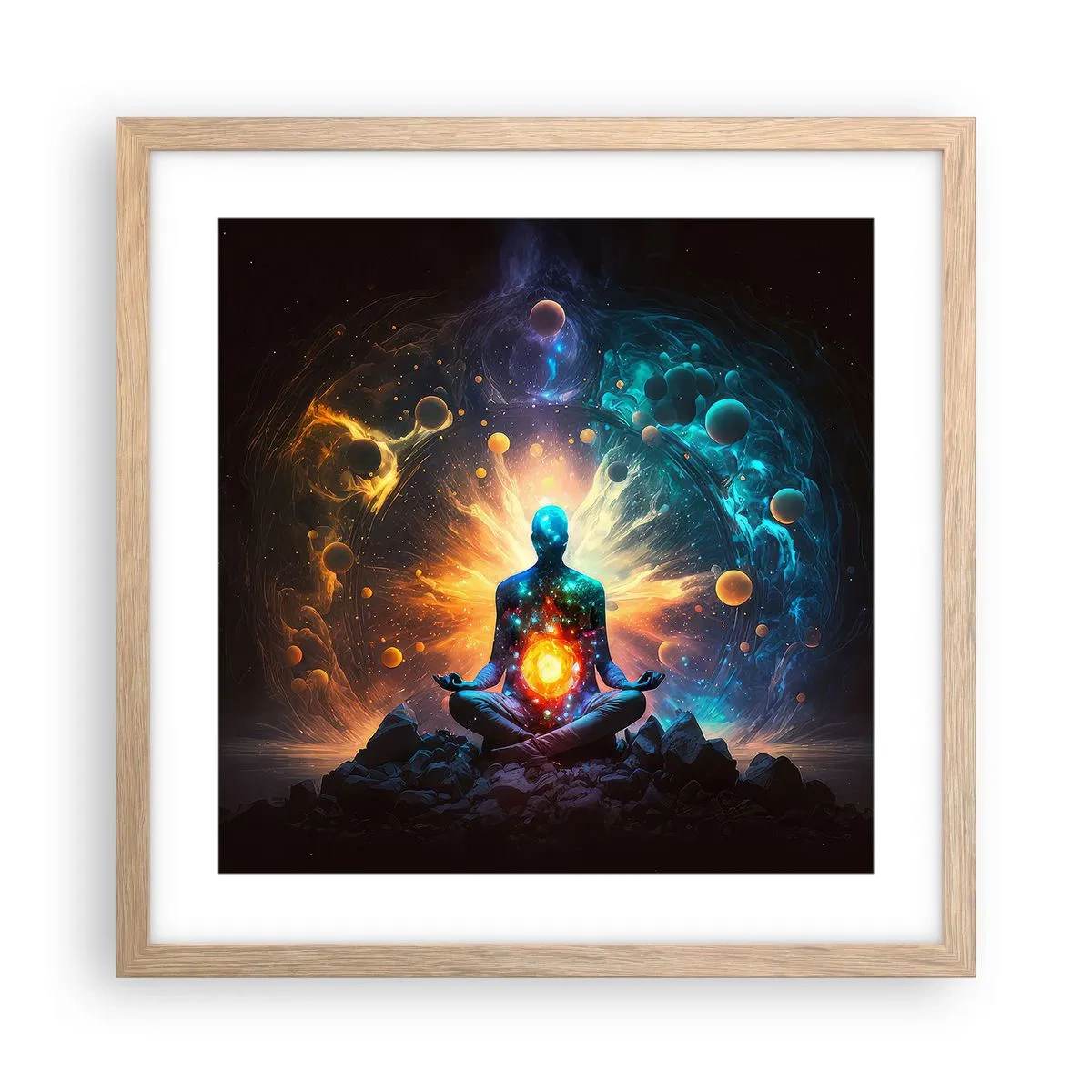 Plagát v ráme zo svetlého duba - Vesmírny pokoj - 40x40 cm