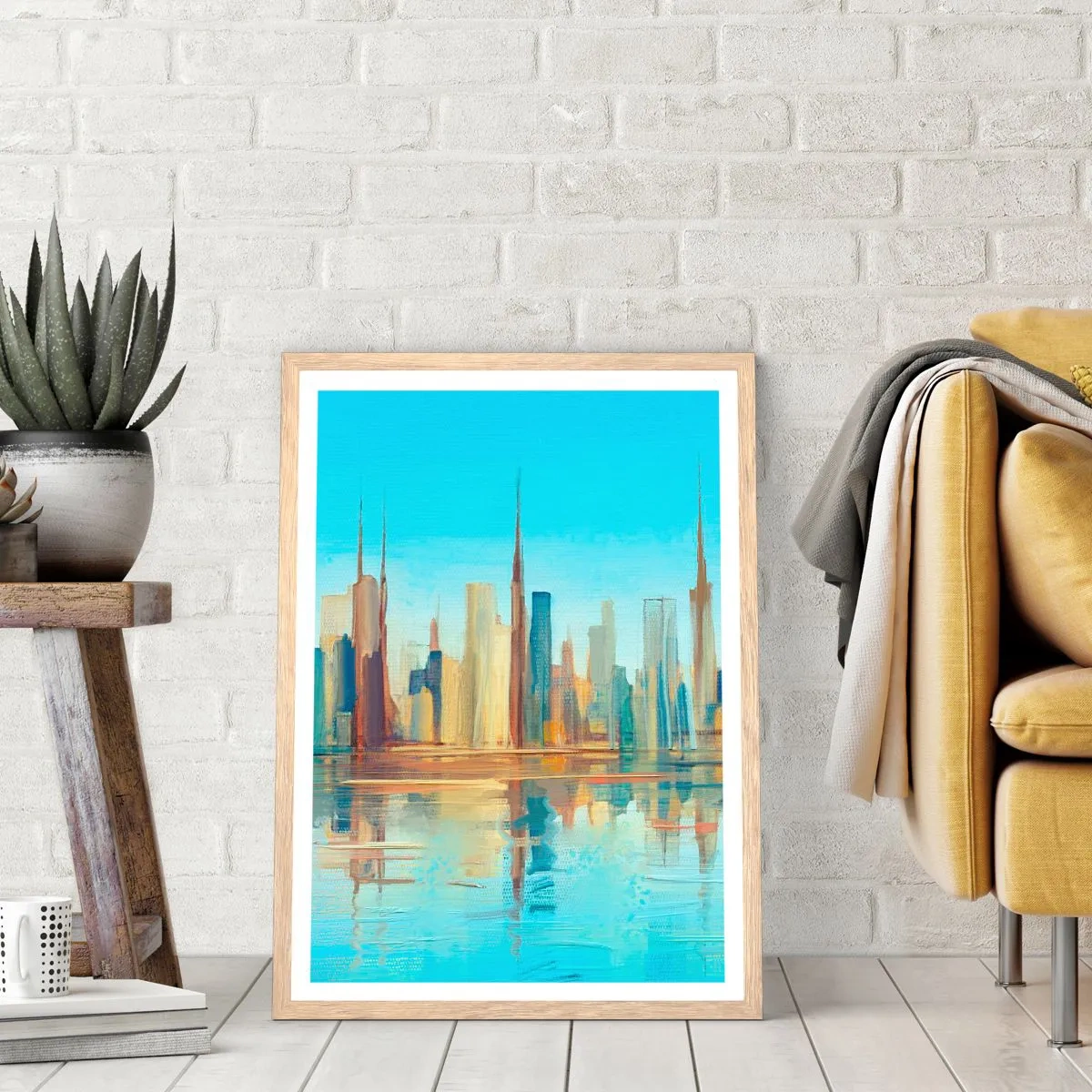 Plagát v ráme zo svetlého duba - Slnečná metropola - 70x100 cm