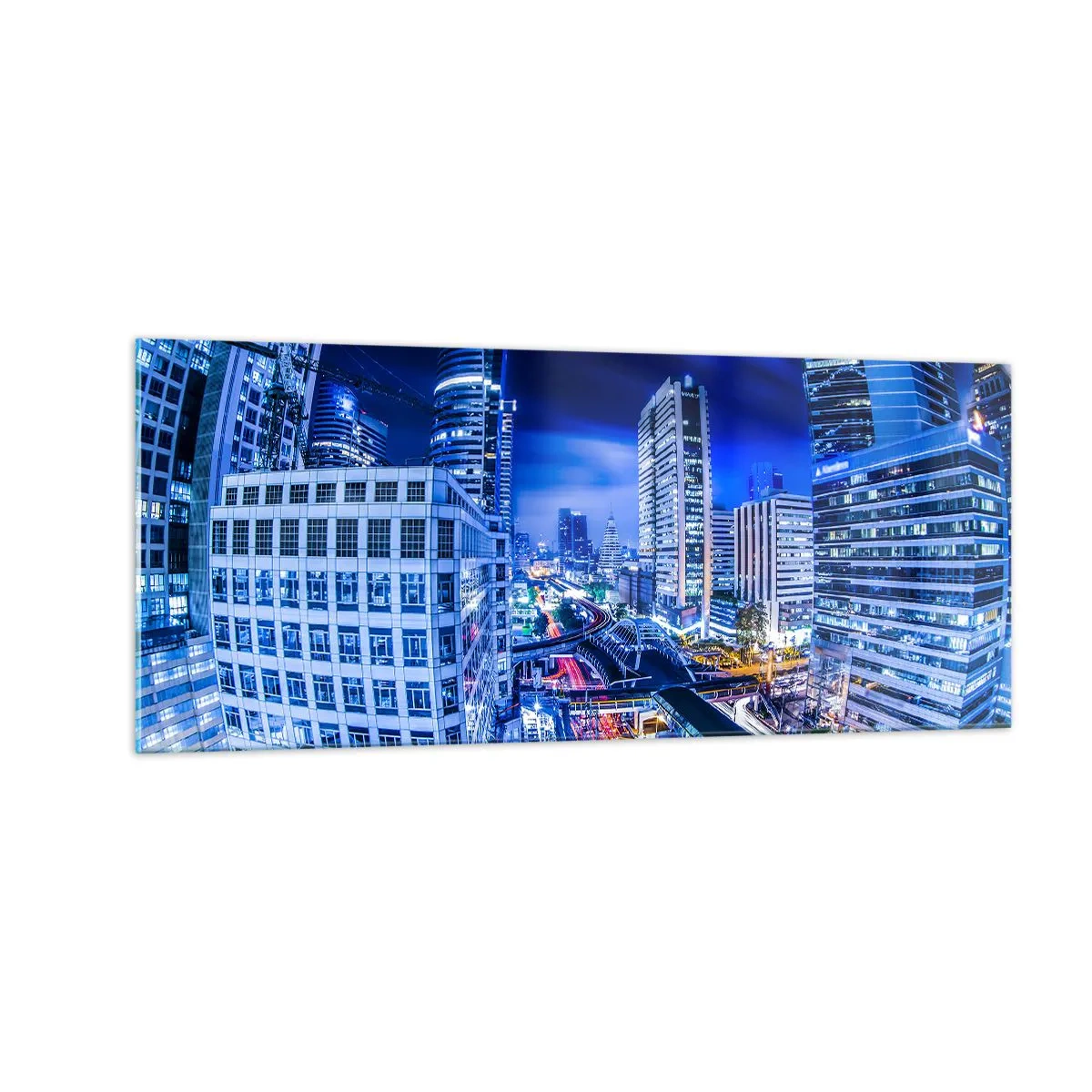 Obraz na skle - Rytmy nočného mesta - 100x40 cm