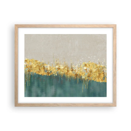 Plagát v ráme zo svetlého duba - Zlatá hranica - 50x40 cm