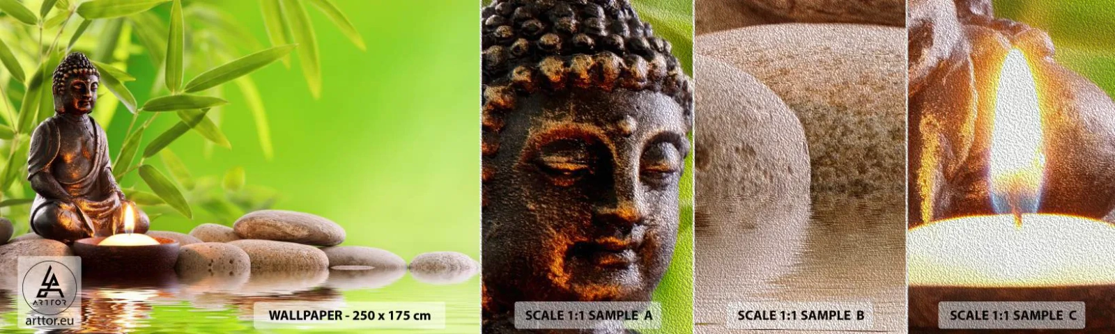 Vzorka fototapety Premium Sand - Život je krásny - Budha, Bambus, Kúpele - 100x30 cm