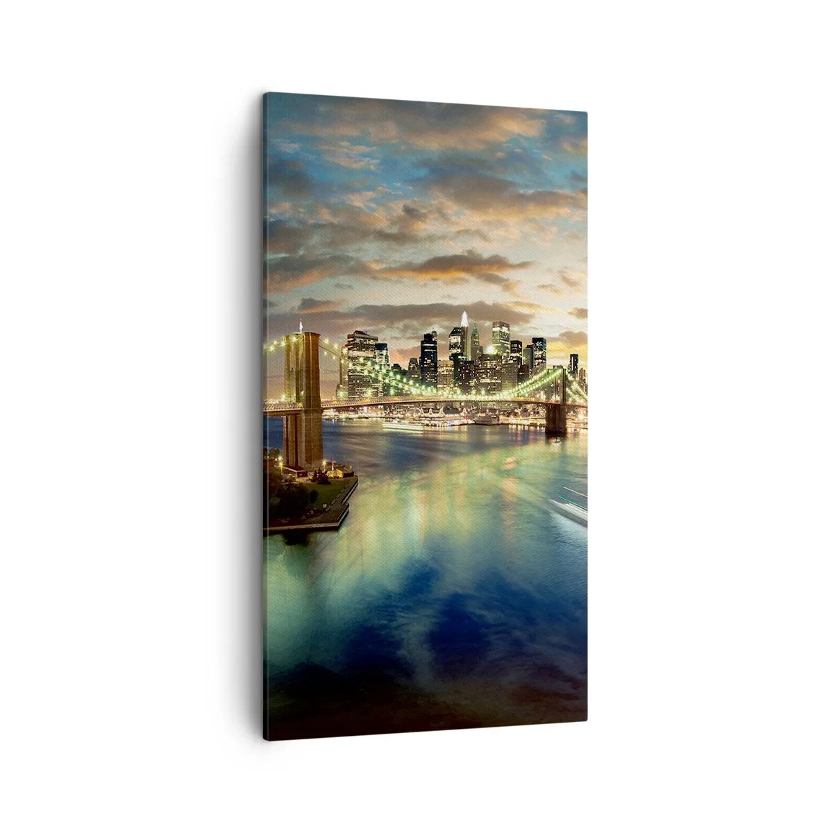 Obraz na plátne - Žiarivý večer nad Manhattanom - 45x80 cm