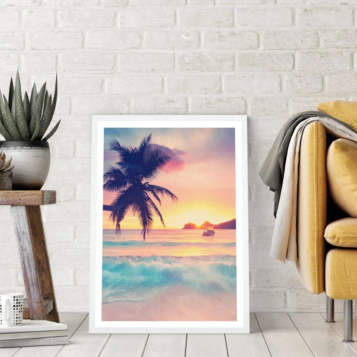 Plagát v bielom ráme - Večer v zátoke - 61x91 cm