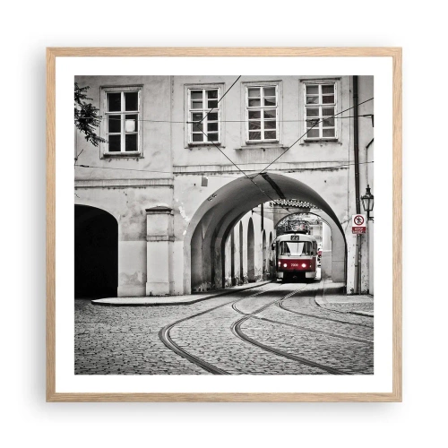 Plagát v ráme zo svetlého duba - Mestským labyrintom - 60x60 cm