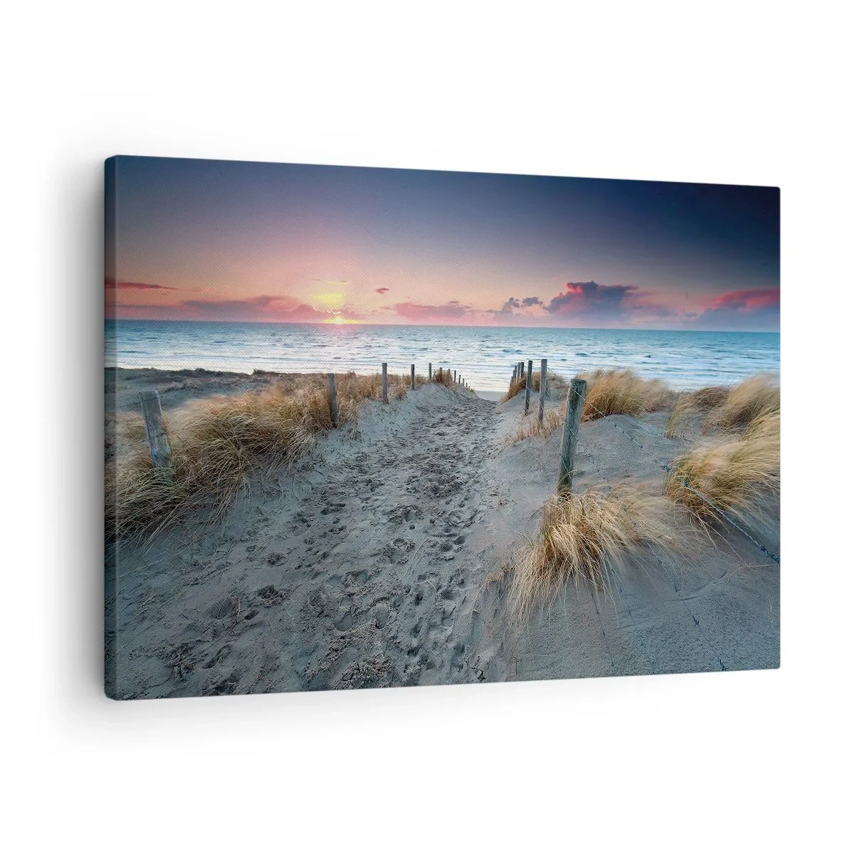 Obraz na plátne - Cesta vedúca na pláž pri západe slnka - 70x50cm - Šiel by som s tebou na kraj světa… - Moderná nástenná dekorácia do obývacej izby a spálne ARTTOR