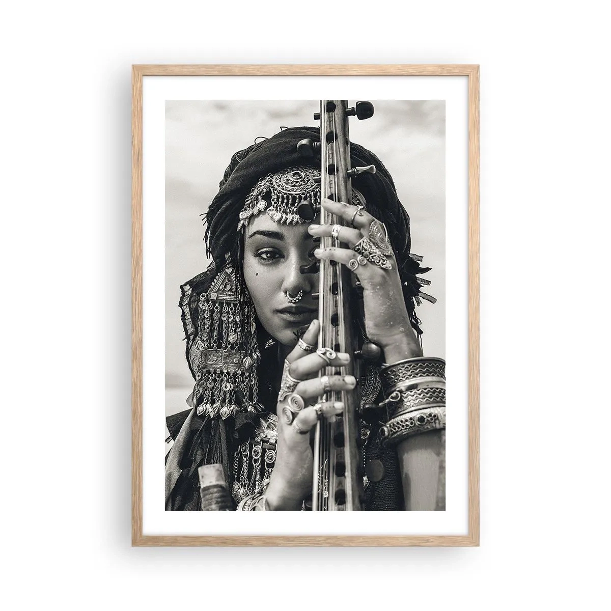 Plagát v ráme zo svetlého duba - Samotná hudba orientu - 50x70 cm