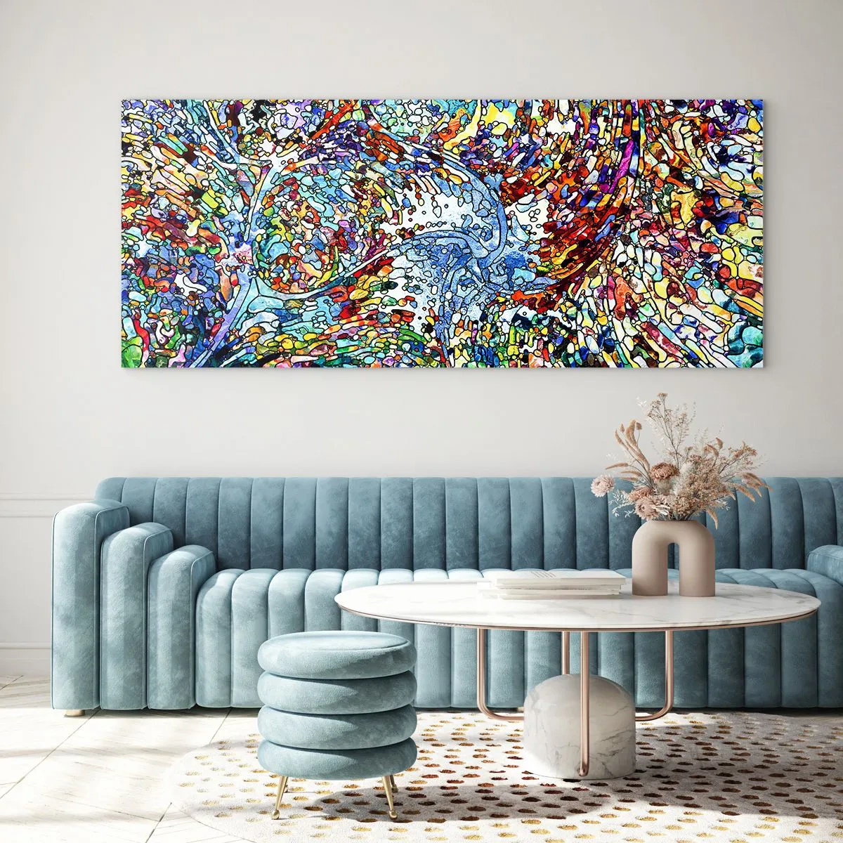 Obraz na skle - Vitráž s kvapkami - 120x50 cm