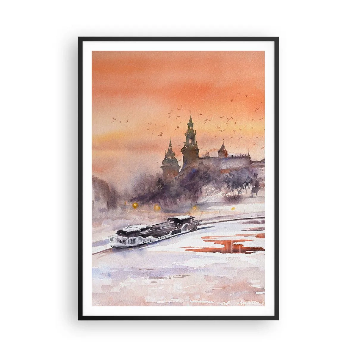 Plagát v čiernom ráme - Kráľovský západ slnka - 70x100 cm