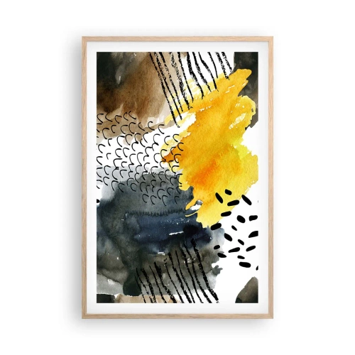 Plagát v ráme zo svetlého duba - Stretnutie živlov - 61x91 cm