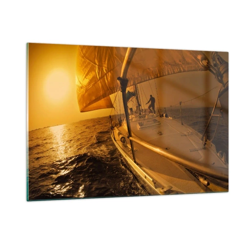Obraz na skle - Zlatý večer po viacfarebnom dni - 120x80 cm