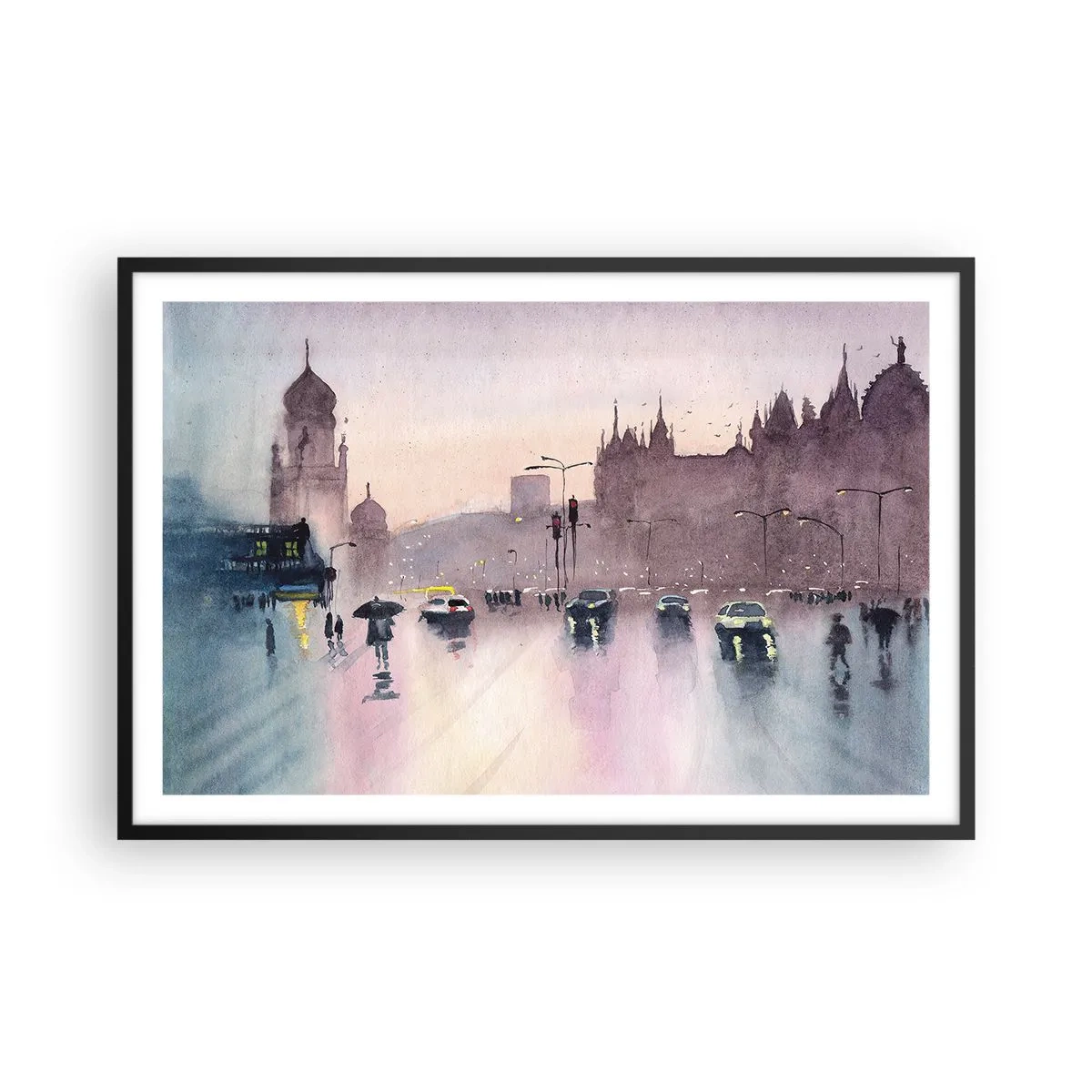Plagát v čiernom ráme - V daždivom opare - 91x61 cm